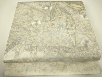 平和屋着物▼中国三大刺繍　スワトウ刺繍　汕頭刺繍　総刺繍　太鼓柄袋帯　笹取籬花文　引箔　正絹　逸品　DABH6203az