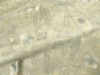 平和屋着物▼中国三大刺繍　スワトウ刺繍　汕頭刺繍　総刺繍　太鼓柄袋帯　笹取籬花文　引箔　正絹　逸品　DABH6203az