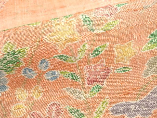 平和屋着物■上質な紬　草花文　正絹　逸品　未使用　DABI0709cd