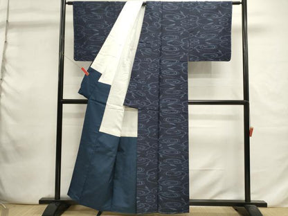 平和屋着物■上質な紬　流水文　正絹　逸品　未使用　DABI0740cd