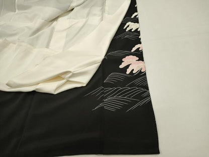 平和屋着物■豪華黒留袖　駒刺繍　浜松文　金彩　正絹　逸品　DABI0719cd