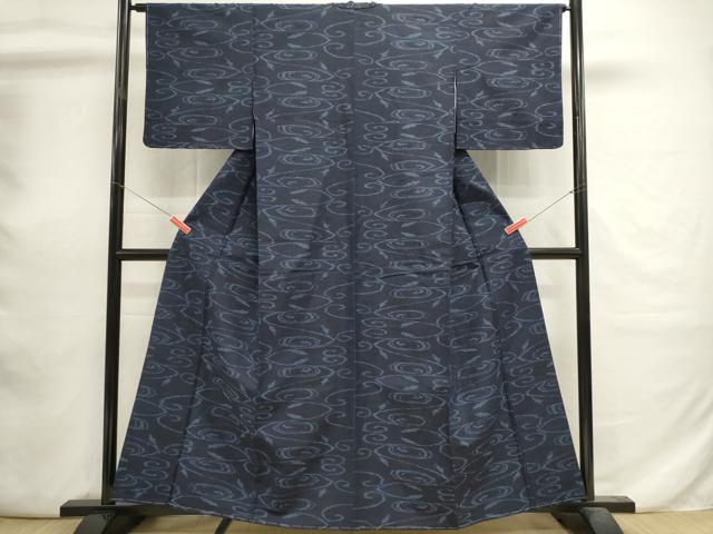 平和屋着物■上質な紬　流水文　正絹　逸品　未使用　DABI0740cd