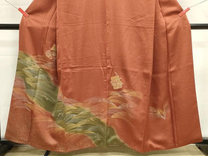 平和屋着物■訪問着　刺繍　色紙花文　暈し染め　金銀彩　鈴乃屋扱い　正絹　逸品　DABI0716cd