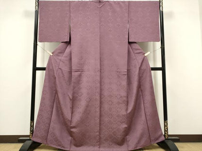 平和屋着物■上質な色無地　松皮菱花地紋　京紫色　さが美扱い　正絹　逸品　CABI6581ou