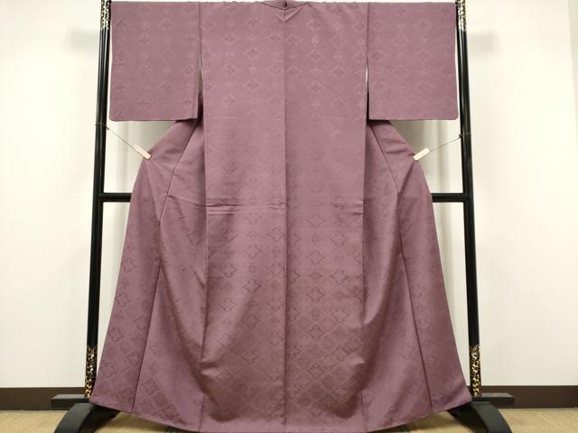 平和屋着物■上質な色無地　松皮菱花地紋　京紫色　さが美扱い　正絹　逸品　CABI6581ou