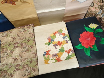 平和屋本店■名古屋帯 まとめて100点 鴛鴦 人物 風景 更紗 花柄 駒刺繍 金銀糸 など 着用可能多数 未使用品あり 全て正絹 ppp3923