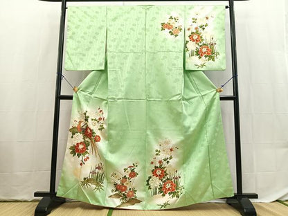 平和屋着物■訪問着　駒刺繍　孔雀花文　暈し染め　金彩　洗える着物　BAAX9329yc