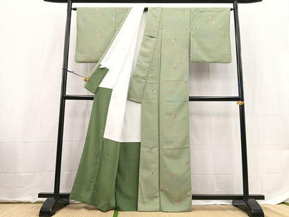 平和屋着物■小紋　糸巻き文　洗える着物　BAAX9338yc