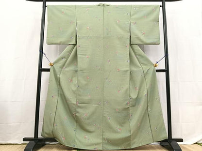 平和屋着物■小紋　糸巻き文　洗える着物　BAAX9338yc