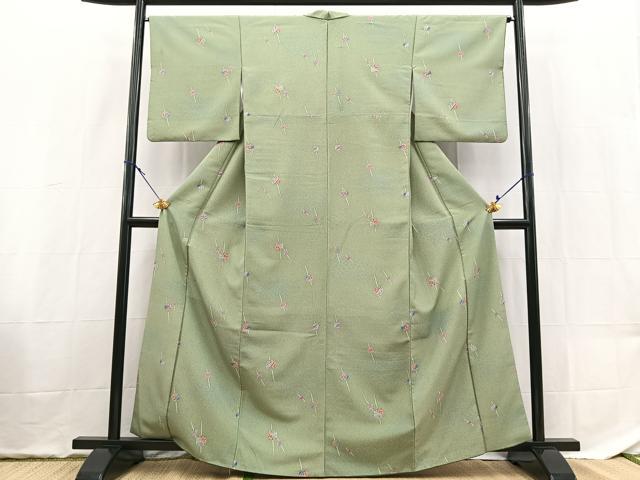 平和屋着物■小紋　糸巻き文　洗える着物　BAAX9338yc
