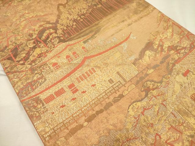 平和屋着物◎六通柄袋帯　鹿苑寺庭園　金糸　正絹　逸品　DABH5879ya