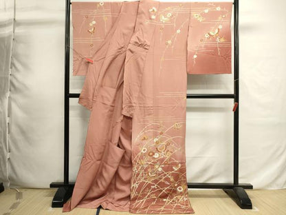平和屋着物■訪問着　花蝶文　暈し染め　金彩　仮絵羽　逸品　未使用　DABI0751cd