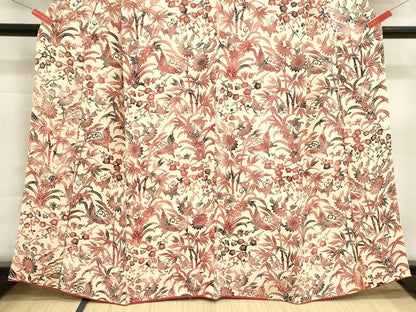平和屋着物■訪問着　型染め　花蝶文　三越扱い　正絹　逸品　DABI0753cd