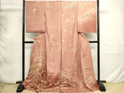 平和屋着物■訪問着　花蝶文　暈し染め　金彩　仮絵羽　逸品　未使用　DABI0751cd