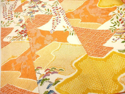 平和屋着物■上質な小紋　絞り　吉祥花文　正絹　逸品　DABI0763cd