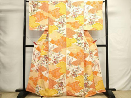 平和屋着物■上質な小紋　絞り　吉祥花文　正絹　逸品　DABI0763cd