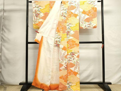 平和屋着物■上質な小紋　絞り　吉祥花文　正絹　逸品　DABI0763cd