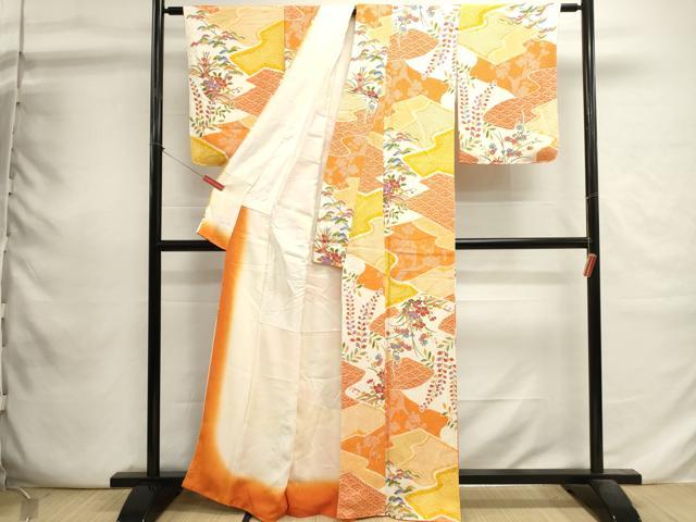 平和屋着物■上質な小紋　絞り　吉祥花文　正絹　逸品　DABI0763cd