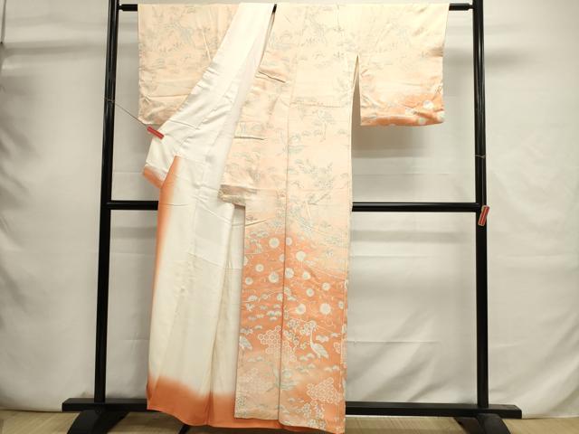 平和屋着物■訪問着　飛鶴文　菊唐草　宝尽くし　松竹梅　暈し染め　正絹　逸品　DABI0771cd