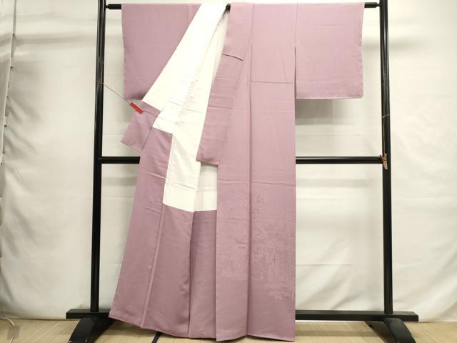 平和屋着物■豪華色留袖　渡橋風景地紋　紅藤色　正絹　逸品　未使用　DABI0783cd