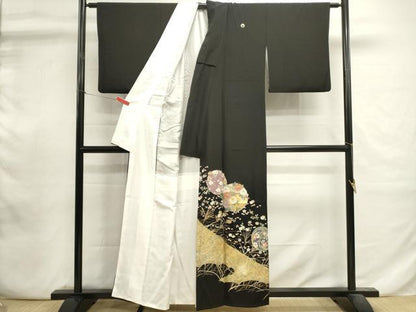 平和屋着物■豪華黒留袖　作家物　駒刺繍　花丸文　枝梅　金彩　正絹　逸品　DABI0797cd