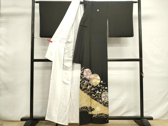 平和屋着物■豪華黒留袖　作家物　駒刺繍　花丸文　枝梅　金彩　正絹　逸品　DABI0797cd