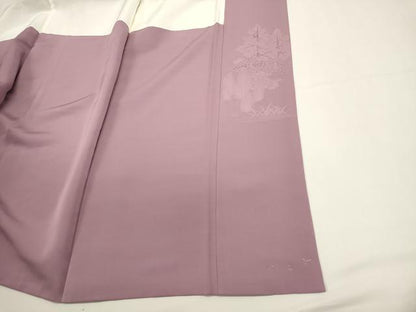 平和屋着物■豪華色留袖　渡橋風景地紋　紅藤色　正絹　逸品　未使用　DABI0783cd