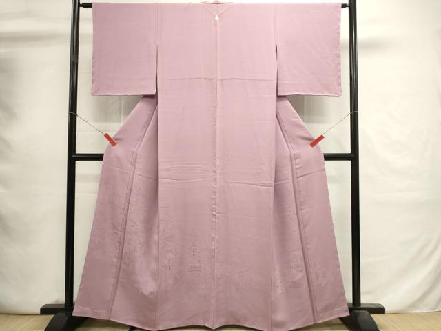 平和屋着物■豪華色留袖　渡橋風景地紋　紅藤色　正絹　逸品　未使用　DABI0783cd