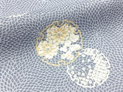 平和屋着物■小紋　雪輪花文　洗える着物　BAAX9357yc