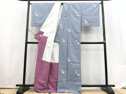 平和屋着物■小紋　雪輪花文　洗える着物　BAAX9357yc