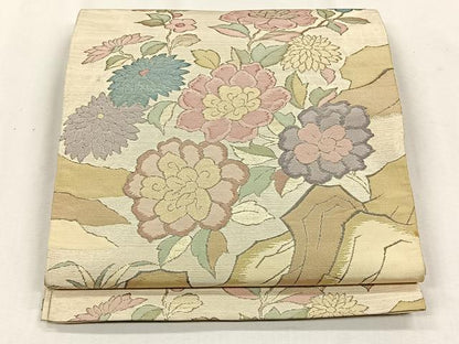 平和屋着物◎六通柄袋帯　枝花文　金糸　正絹　逸品　CABH7481yk