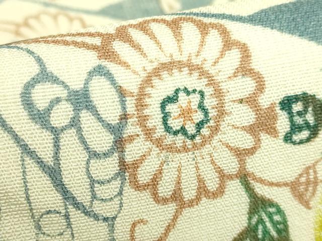 平和屋着物＊極上　夏物　琉球紅型本染　全通柄袋帯　伝統工芸士　石村久雄　草花文　逸品　DZAB8251kh6