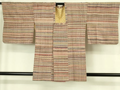 平和屋着物∞極上　浦野理一　経節紬　道行コート　横段文　逸品　DZAB8281kh6