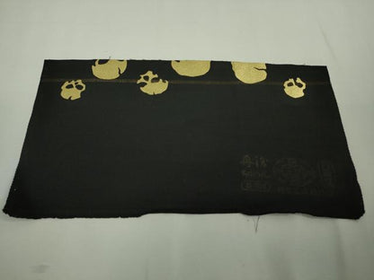 平和屋本店●極上　小紋　髑髏　骸骨　黒地　金彩　反端付き　逸品　未使用　DZAB2454kh6