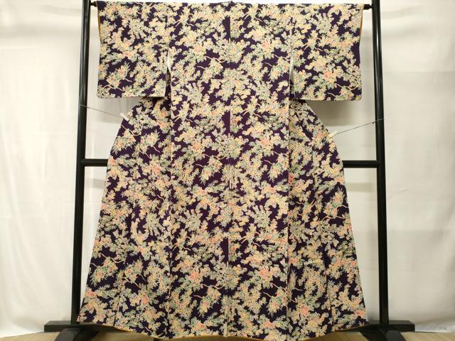 平和屋着物■上質な小紋　枝花文　鬼しぼ縮緬　三越扱い　正絹　逸品　CABI8352ev