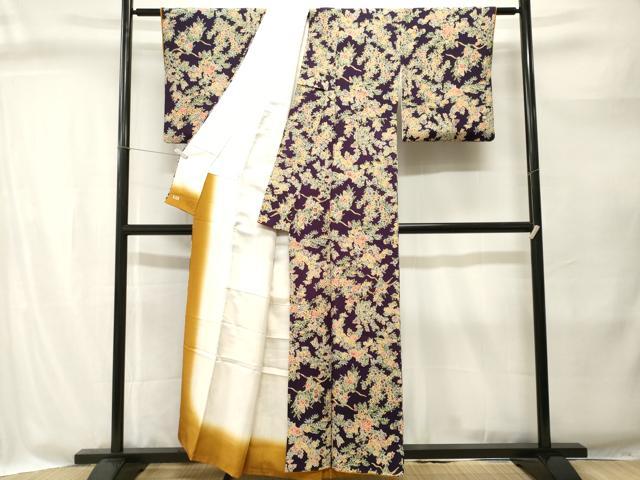 平和屋着物■上質な小紋　枝花文　鬼しぼ縮緬　三越扱い　正絹　逸品　CABI8352ev