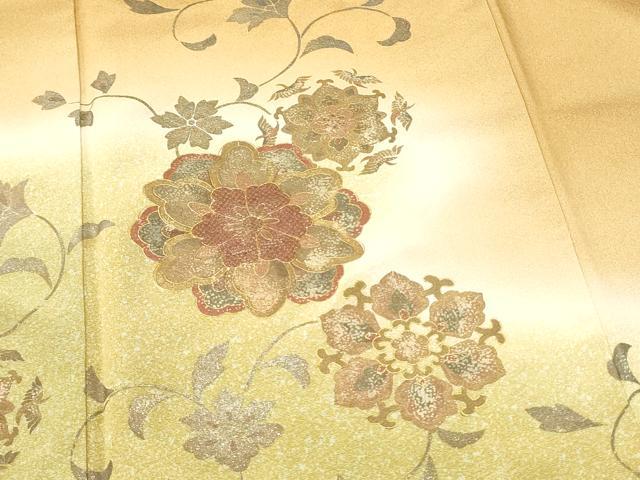 平和屋着物●染色作家　林川信夫　訪問着　正倉院花唐草文　暈し染め　金彩　正絹　逸品　CABJ5083hy