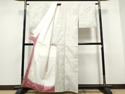 平和屋着物●本場大島紬　白大島　菱繋ぎ　正絹　逸品　CABJ5070hy
