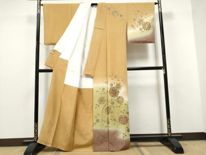 平和屋着物●染色作家　林川信夫　訪問着　正倉院花唐草文　暈し染め　金彩　正絹　逸品　CABJ5083hy