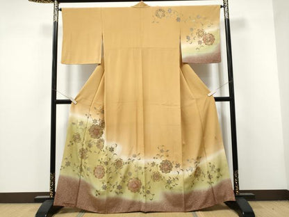 平和屋着物●染色作家　林川信夫　訪問着　正倉院花唐草文　暈し染め　金彩　正絹　逸品　CABJ5083hy