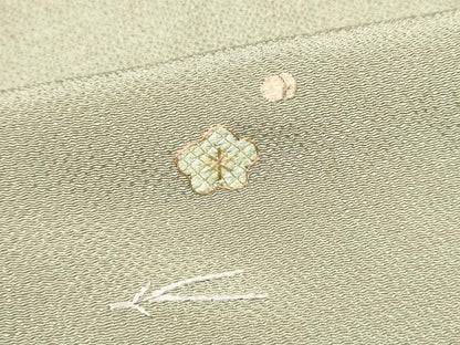 平和屋着物●訪問着　総刺繍　草花文　金糸　鬼しぼ縮緬　正絹　逸品　CABJ5097hy