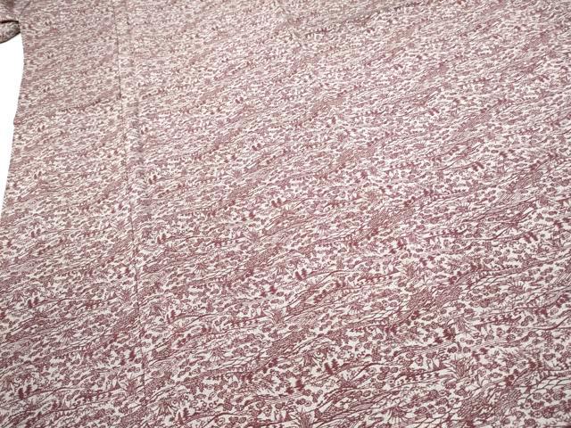 平和屋着物●江戸小紋　流水草花文　鬼しぼ縮緬　正絹　逸品　未使用　CABJ5093hy