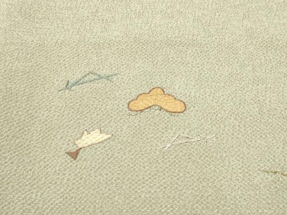 平和屋着物●訪問着　総刺繍　草花文　金糸　鬼しぼ縮緬　正絹　逸品　CABJ5097hy