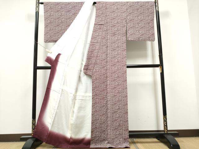 平和屋着物●江戸小紋　流水草花文　鬼しぼ縮緬　正絹　逸品　未使用　CABJ5093hy