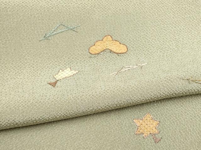 平和屋着物●訪問着　総刺繍　草花文　金糸　鬼しぼ縮緬　正絹　逸品　CABJ5097hy