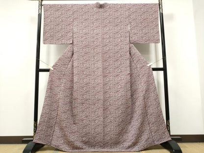 平和屋着物●江戸小紋　流水草花文　鬼しぼ縮緬　正絹　逸品　未使用　CABJ5093hy