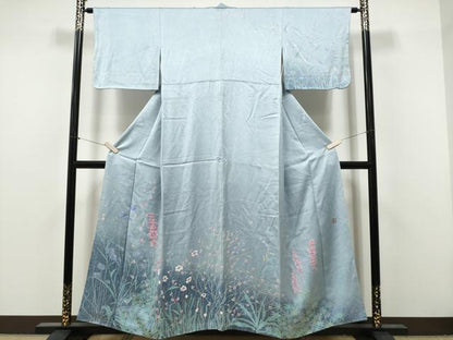 平和屋着物●染色作家　田中文子　訪問着　草花文　暈し染め　正絹　逸品　CABJ5117hy