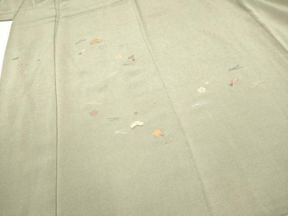 平和屋着物●訪問着　総刺繍　草花文　金糸　鬼しぼ縮緬　正絹　逸品　CABJ5097hy