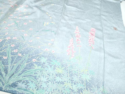 平和屋着物●染色作家　田中文子　訪問着　草花文　暈し染め　正絹　逸品　CABJ5117hy