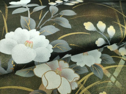 平和屋着物▼太鼓柄袋帯　籬花文　金彩　引箔　正絹　逸品　DABH9322ps